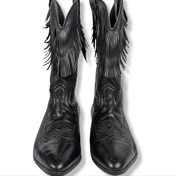 LAREDO Black Fringe Cowgirl Boots: Sz 4 - Picture 3 of 10
